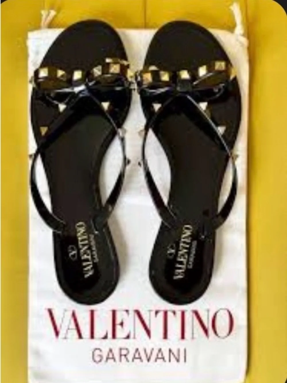 Valentino Black Rockstud Sandals - NWOT Authentication Cert Inc. See Sizing Note